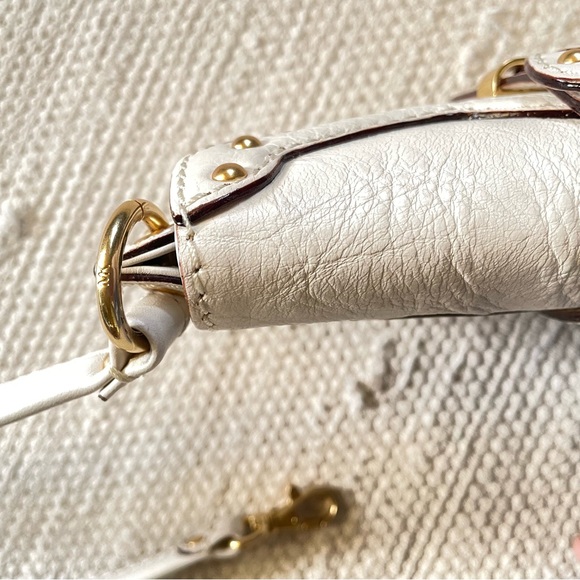 Michael Kors Vanilla Leather Berkley Wristlet Studded Handbag Cellphone Bag - Picture 7 of 11